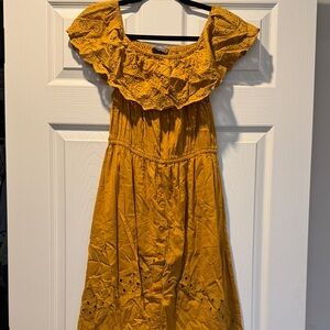 Women's Mustard Off-Shoulder High Low Dress